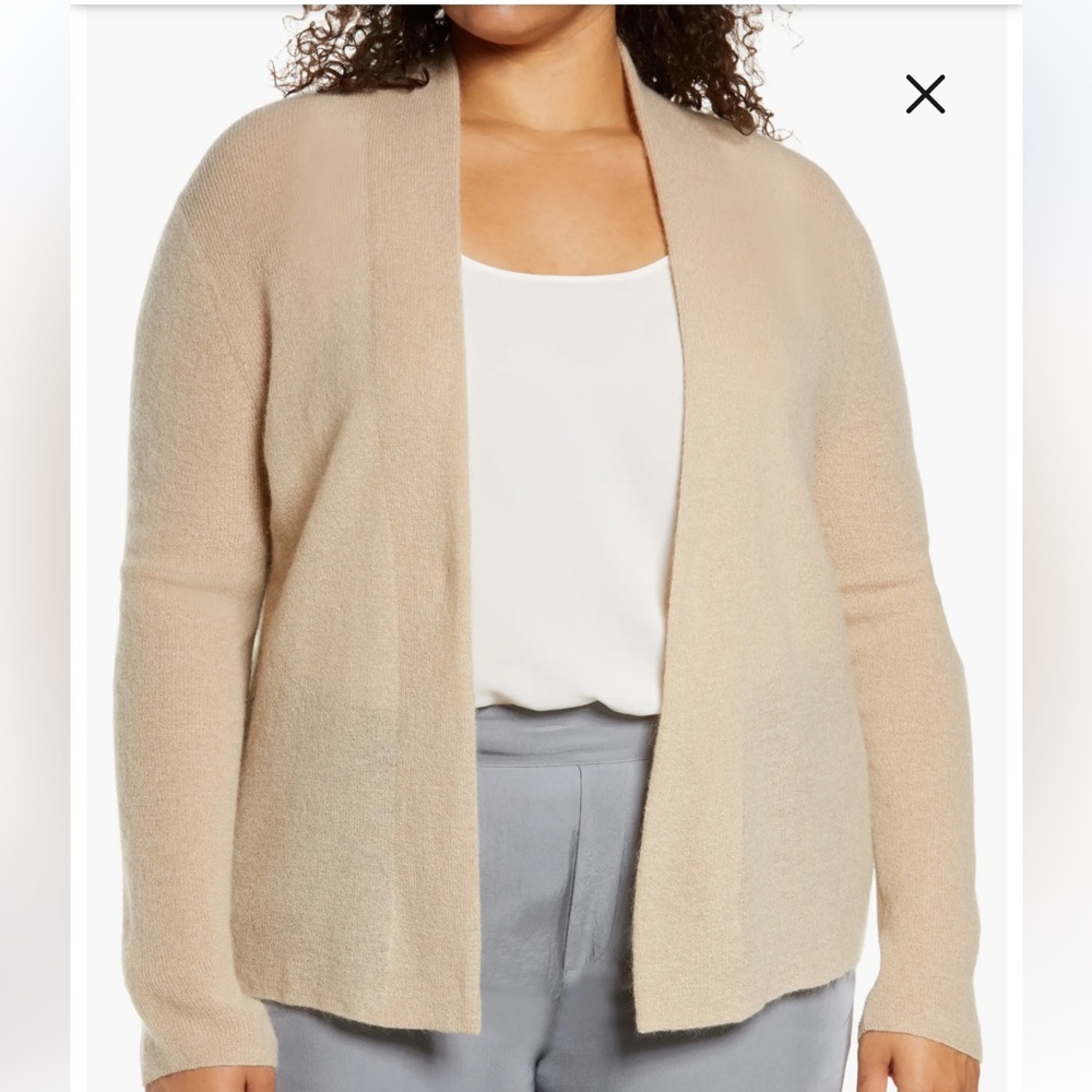 Vince NWT mohair and wool blend ribbed open cardigan in Heather Clay size XXL